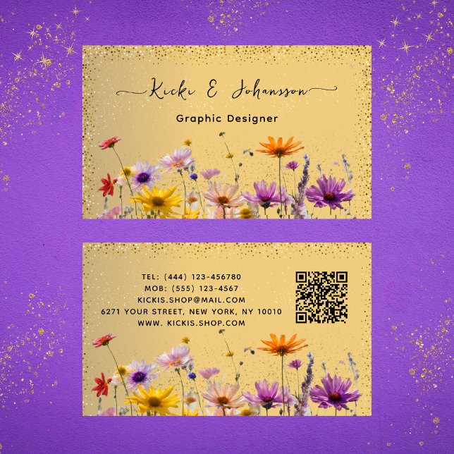 Visita Elegante tarjeta de Purpurina de oro Qr Code Busin (Elegant Gold Glitter Qr Code Busines Card)