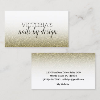 Visita Elegante tarjeta de Purpurina Nail Tech Gold