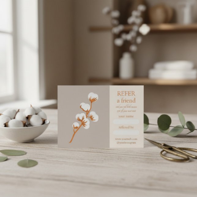 Visita Elegante tarjeta de referencia de rama de algodón (Subido por el creador)