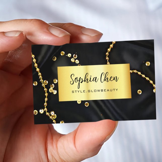 Visita Elegante tarjeta de salón de mármol con Purpurina  (Elegant Marble Salon Card with Gold Glitter)