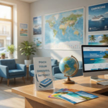 Elegante tarjeta de viaje en crucero