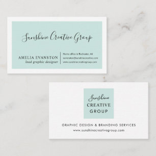 Visita Elegante Tarjeta Profesional de Escritura en Aqua 