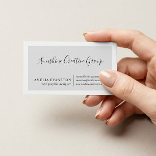 Visita Elegante Tarjeta Profesional de Letra Gris Claro