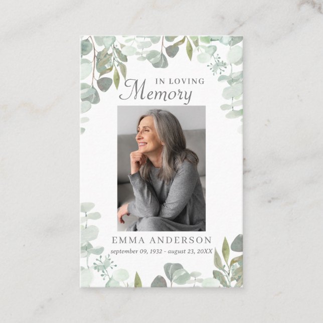 Visita En la memoria amorosa | Tarjeta de plegarias funer (Anverso)