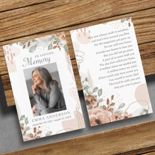 Visita En la memoria amorosa Tarjeta de rezo de funeral