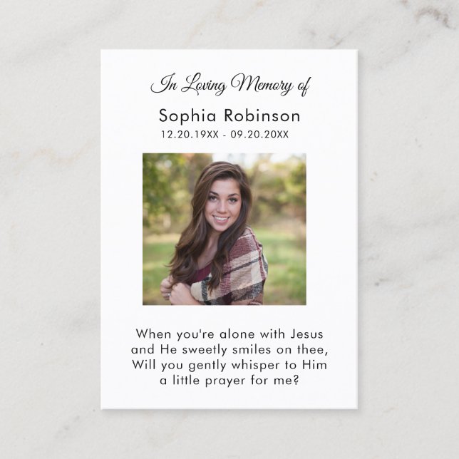 Visita En la tarjeta de oración funeraria de la foto de l (Anverso)