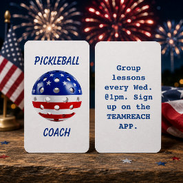 Visita Entrenador Patriótico de Pickleball Tarjeta de Neg