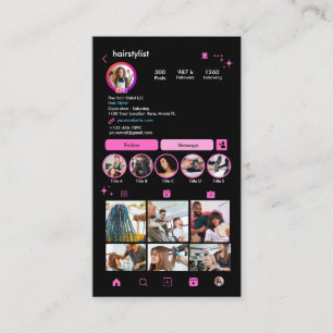 Visita Estilista de Instagram Código QR Rosa Tarjeta de R