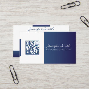 Visita Estilo fuerte código QR tarjeta de negocios azul p