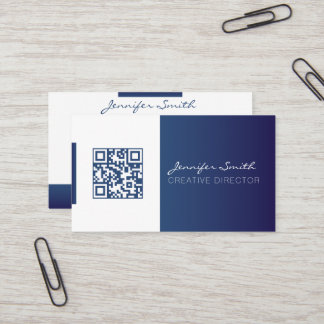 Visita Estilo fuerte código QR tarjeta de negocios azul p