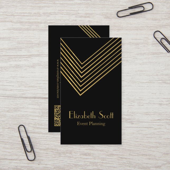 Visita Event Planner Gold Chevron Design Tarjeta de prese (Anverso/Reverso In Situ)