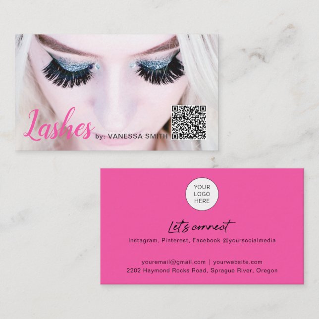 Visita Extensión de eyelash de código QR Tarjeta de prese (Anverso / Reverso)