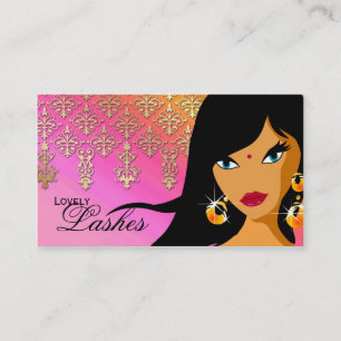 Visita Eyelash Tarjeta de Negocio Mujer india Naranja ros
