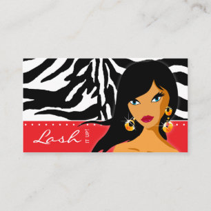 Visita Eyelash Tarjeta de Negocio Zebra Mujer Rojo