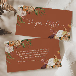 Visita Fall Floral Diaper Raffle Tarjeta de inserción Bab