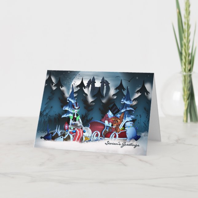 Visita familiar, tarjeta de Navidades góticos (Anverso)