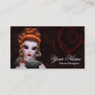 Visita Fantasía Redhead Dark Estilo Gótico Tarjeta de Neg