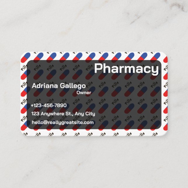 Visita farmacia Tarjeta de presentación (editable) (Anverso)