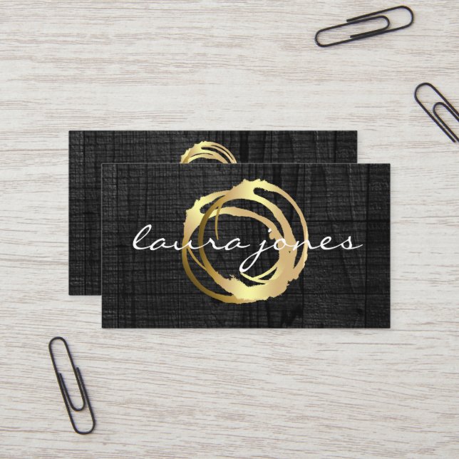 Visita Faux Gold Pintado Circle Designer - Tarjeta de vis (Anverso/Reverso In Situ)