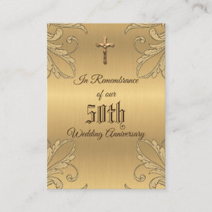 Visita Favor de aniversario de bodas Cruz dorada Tarjeta 
