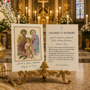 Visita Favor de Boda Católica Tarjeta Sagrada Familia