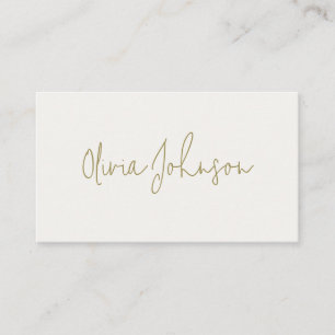 Visita Firma Script Moderno Gold Marfil - Tarjeta de pres