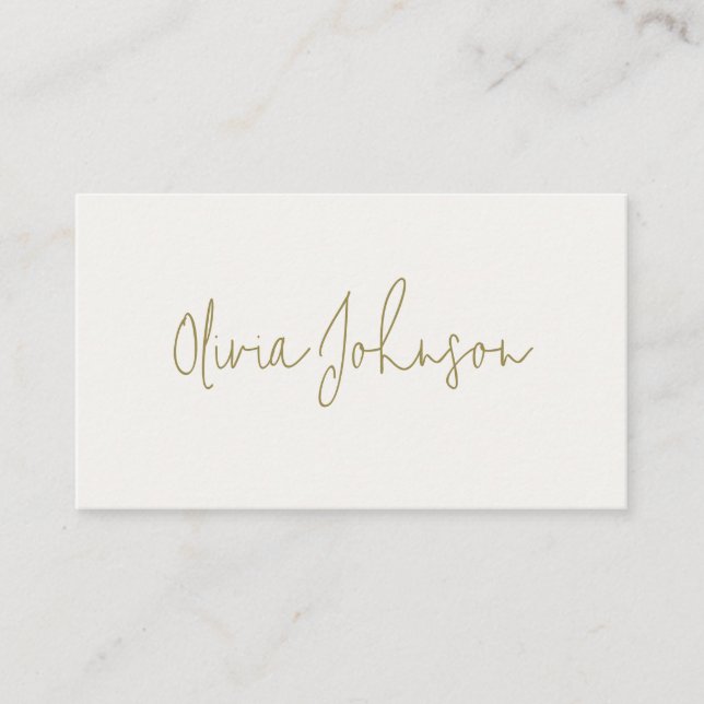 Visita Firma Script Moderno Gold Marfil - Tarjeta de pres (Anverso)