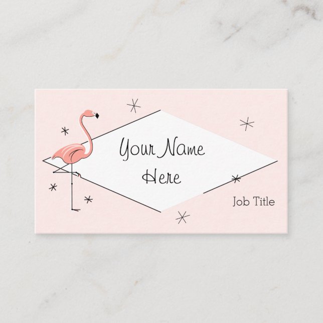 Visita Flamingo Tarjeta de presentación de diamantes rosa (Anverso)