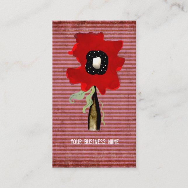 Visita Flores giran líneas de cinta rojas tarjeta de visi (Anverso)