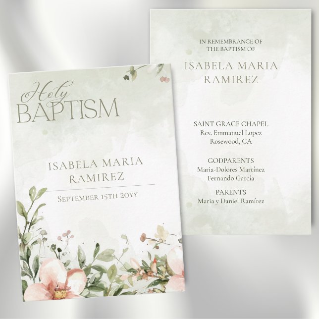 Visita Flores rosa Rubor bautismo tarjeta de recuerdo ver (Subido por el creador)