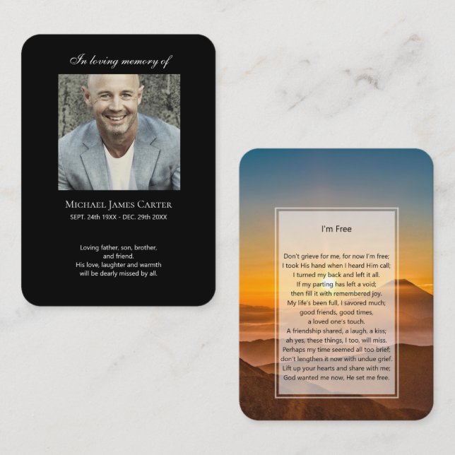 Visita Foto conmemorativa tarjeta de oración Yo soy libre (Anverso / Reverso)