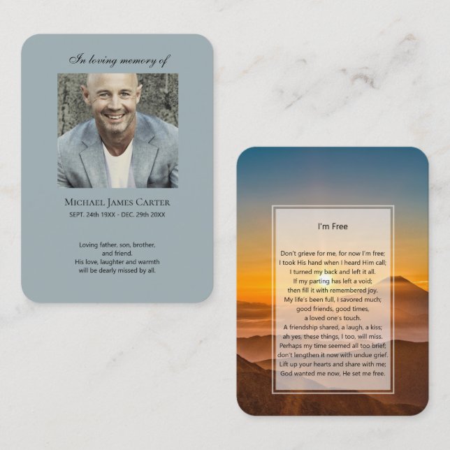 Visita Foto conmemorativa tarjeta de oración Yo soy libre (Anverso / Reverso)