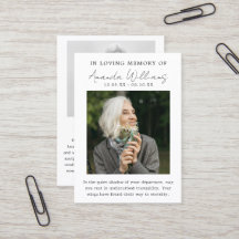 Funeral de la foto - Tarjeta de agradecimiento