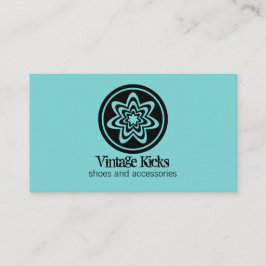 Visita Funky Retro Bloom Tarjeta de Negocios, Turquesa