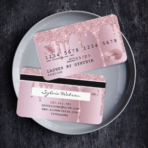 Visita Girly tarjeta de crédito estilo Rosa Oro Dripping 
