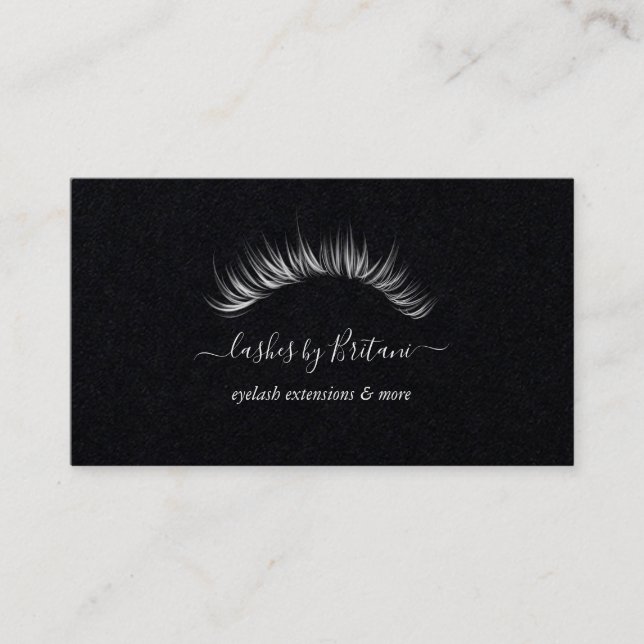 Visita Glam Eyelashes texto blanco Tarjeta de presentació (Anverso)