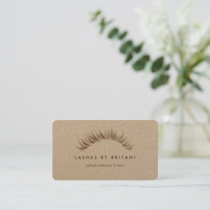 Visita Glam Eyelashes texto marrón Tarjeta de presentació