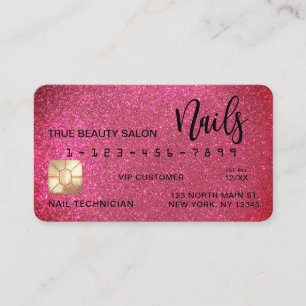 Visita Glam Sparkly Tarjeta de crédito Purpurina rosa Nai