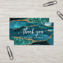 Glitter de Agata Glam Teal Tarjeta de agradecimien
