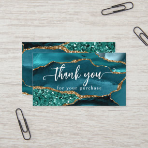 Visita Glitter de Agata Glam Teal Tarjeta de agradecimien