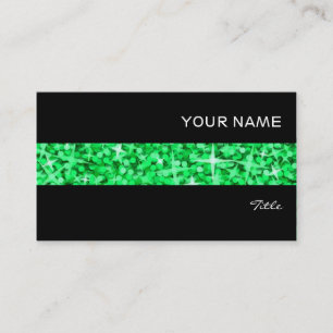 Visita Glitz Tarjeta de presentación de franja verde negr