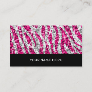 Visita Glitz Zebra Pink tarjeta de negocios negra