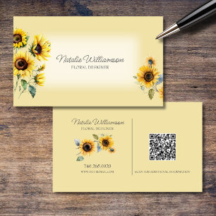 Visita Golden Country Sunflowers QR Código Tarjeta de vis