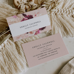 Visita Grado Boho Pampas   Tarjeta de presentación Peach