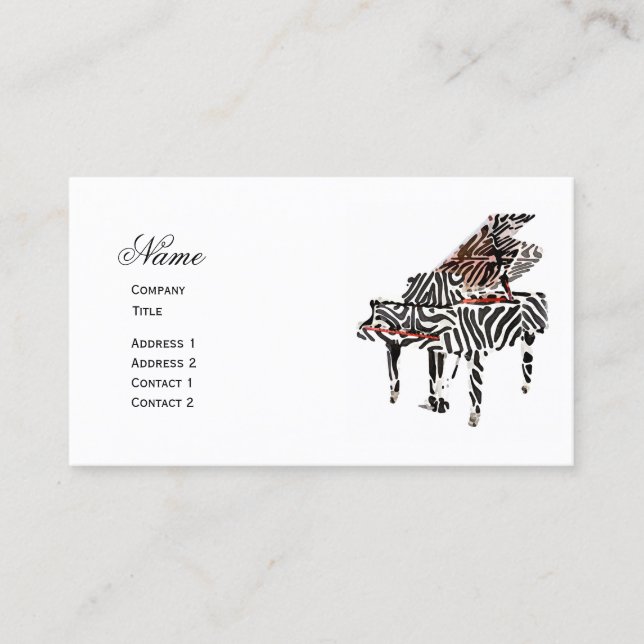 Visita Gran Piano de cebra ~ Tarjeta de presentación (Anverso)