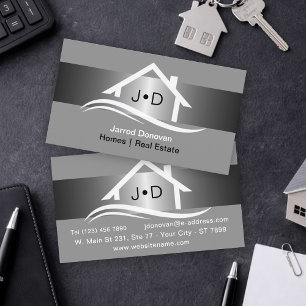 Visita Gris Plateado de Lujo Tarjeta de Inmobiliaria Chic