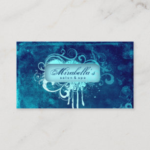 Visita Grunge Tarjeta De Negocios Flor Salon Spa Blue Den