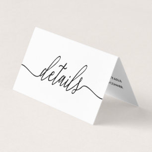 Visita Guión simple en blanco y negro con tarjeta de deta