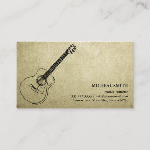 Visita Guitarra De Música Vintage Elegante Tarjeta De Neg