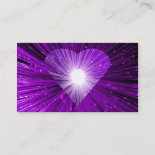 Visita Heart Glow Purple tarjeta de negocios blanca